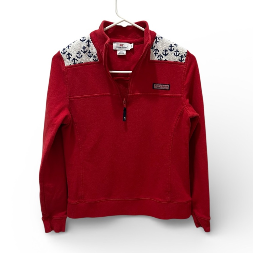 VINEYARD VINES Red white blue Shep Sweatshirt Shirt 1/4 Zip XS 100% cotton
